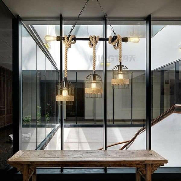 Clervie - Retro Hemp Rope Pendant Lamp