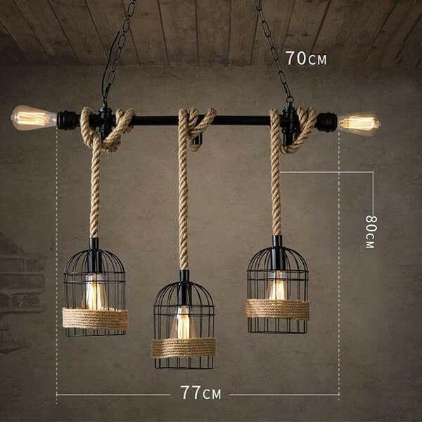 Clervie - Retro Hemp Rope Pendant Lamp