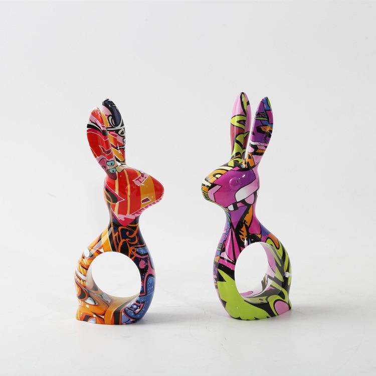 Painted Graffiti Rabbit Home Decor