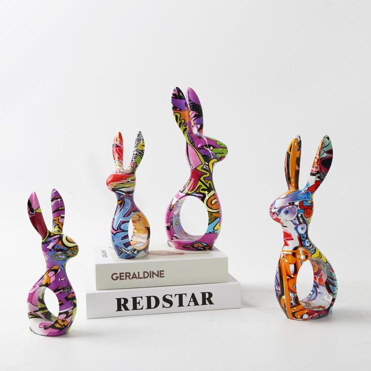 Painted Graffiti Rabbit Home Decor