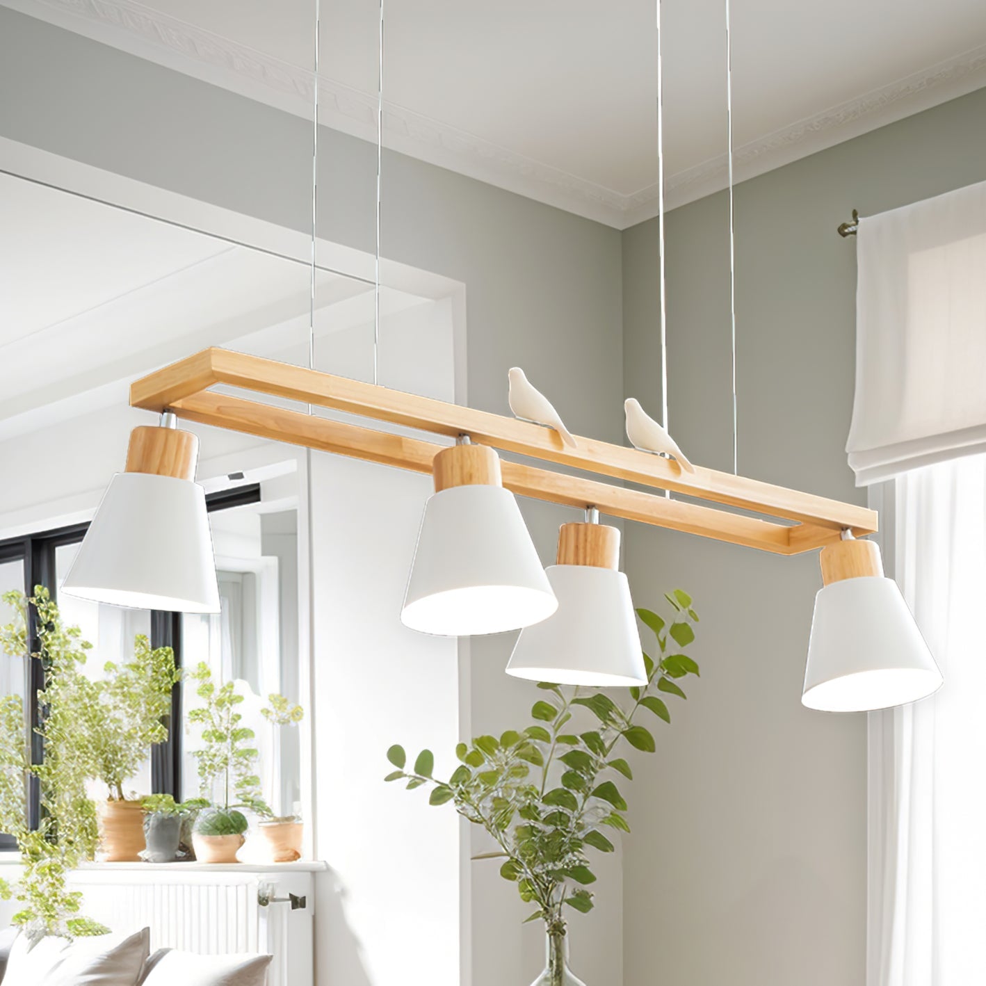 Cone Wood Chandelier