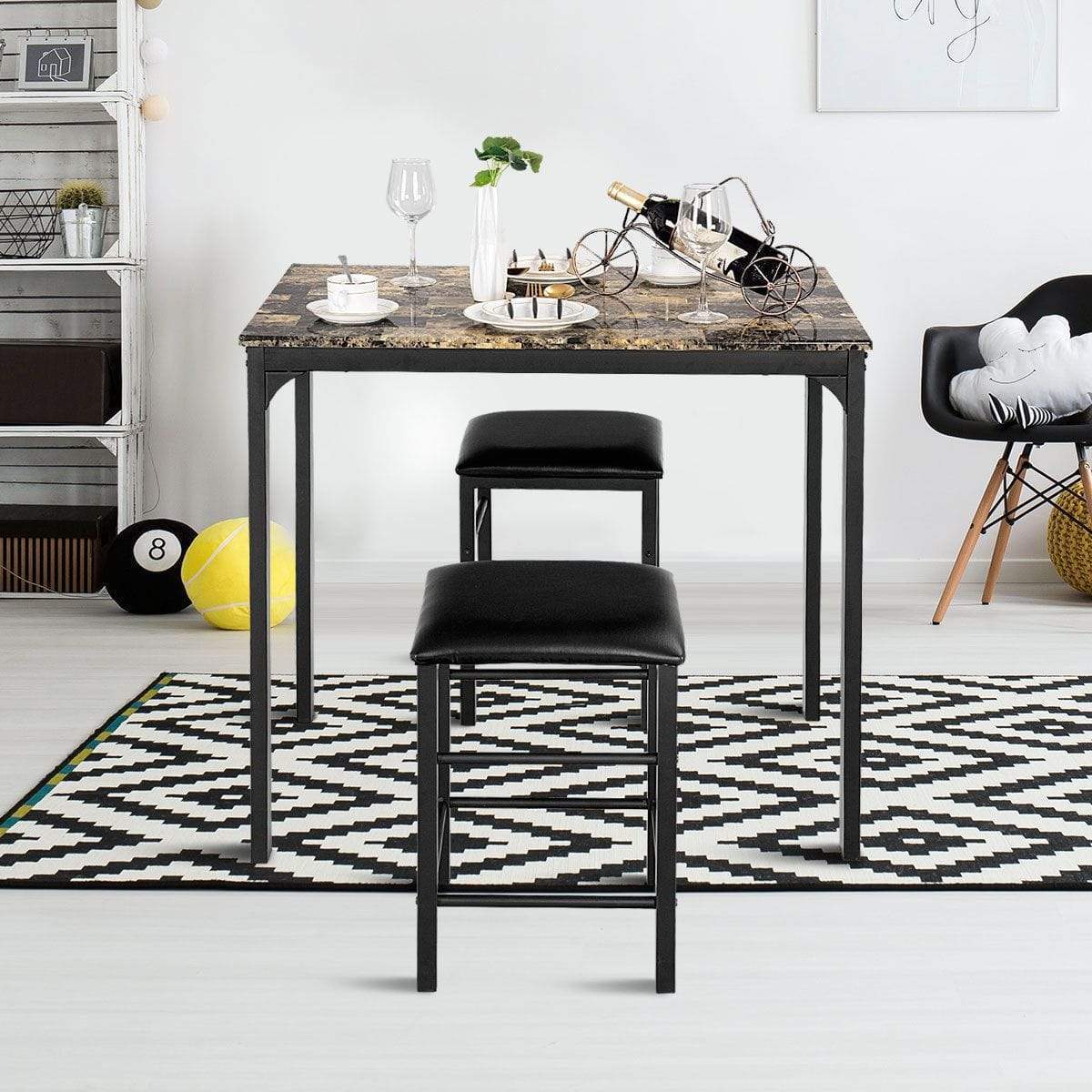 Manhattan Table Set - Nordic Side - outdoor, stoolchair, stoolchairs, tables