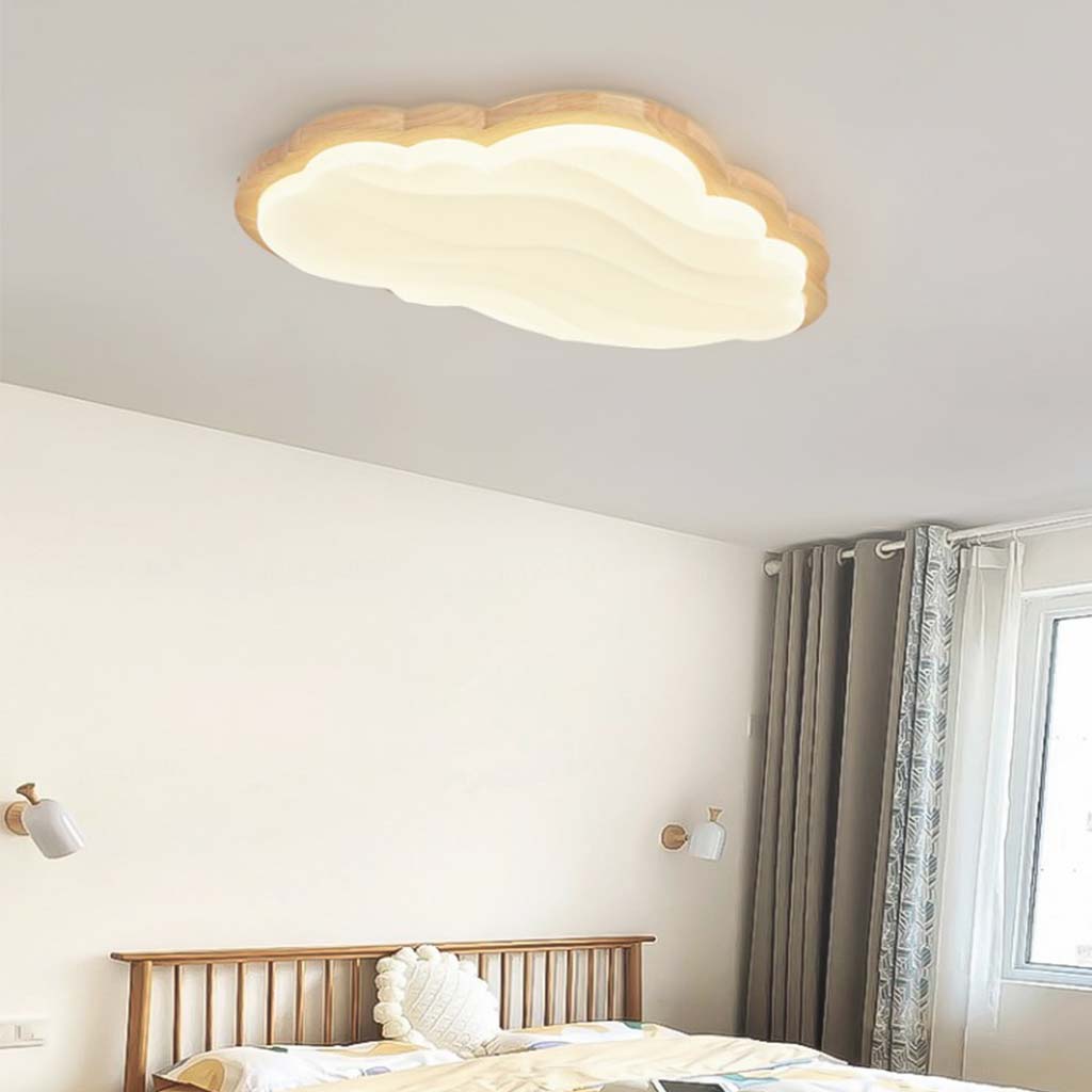Ceiling Light Cream Cloud Starry Sky for Kids Room, Wood & Acrylic