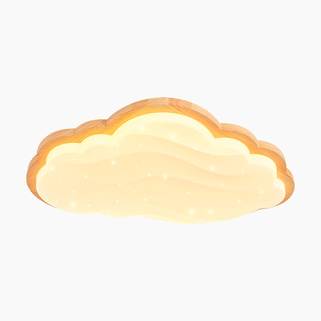 Ceiling Light Cream Cloud Starry Sky for Kids Room, Wood & Acrylic