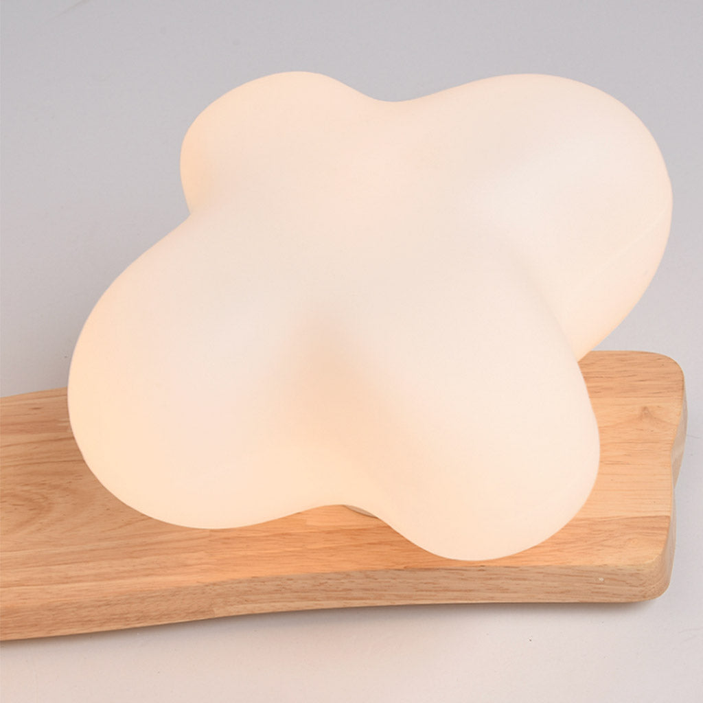 Flush Mount Ceiling Light Cream Wooden Glass Blossom