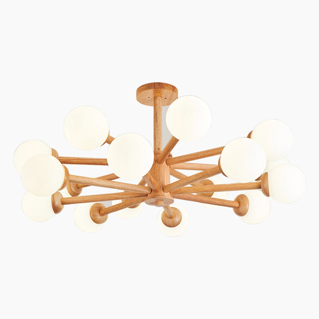 Sputnik Chandelier Ceiling Light Creative Sphere, Wood & Glass