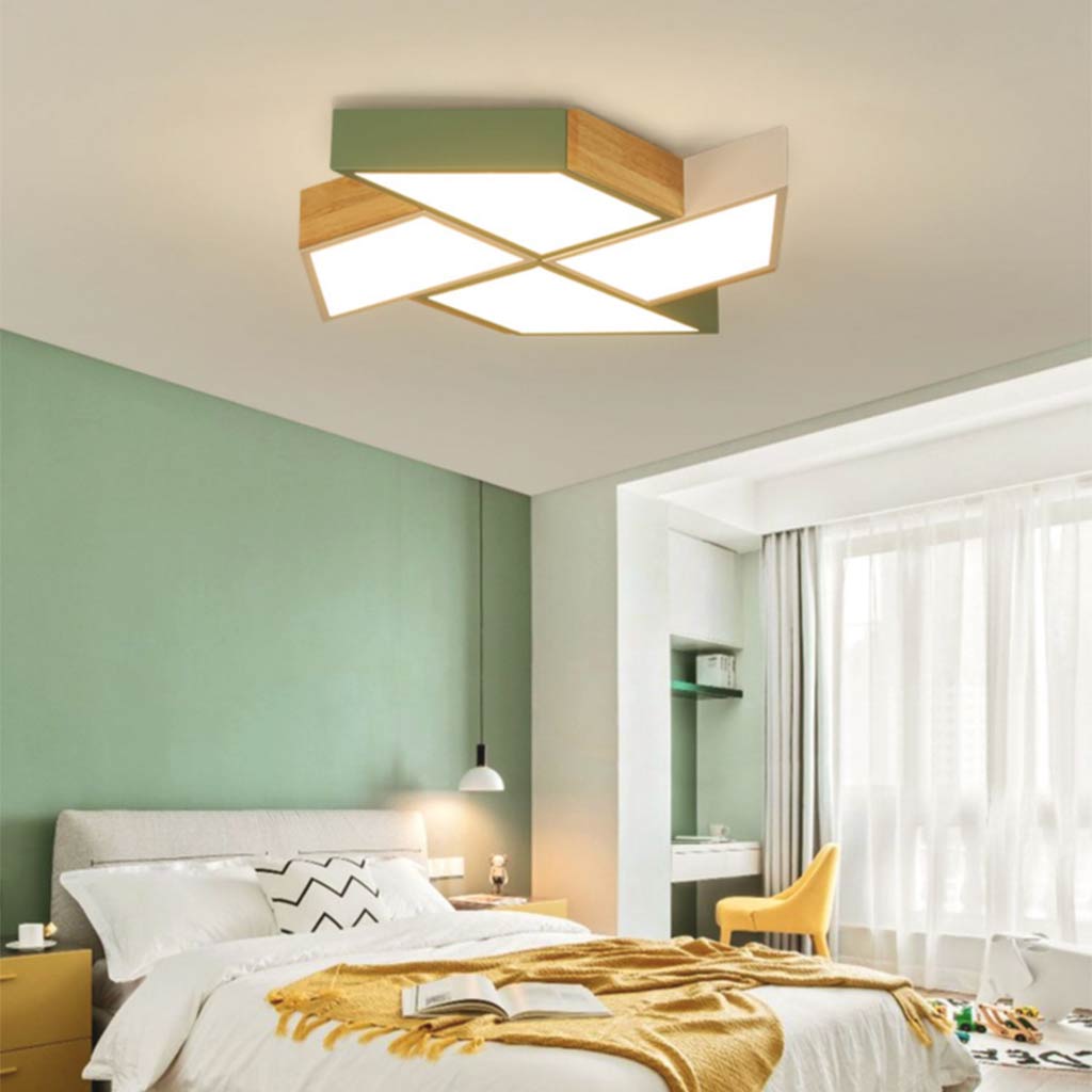 Flush Mount Ceiling Light Creative Windmill, Wood Glass