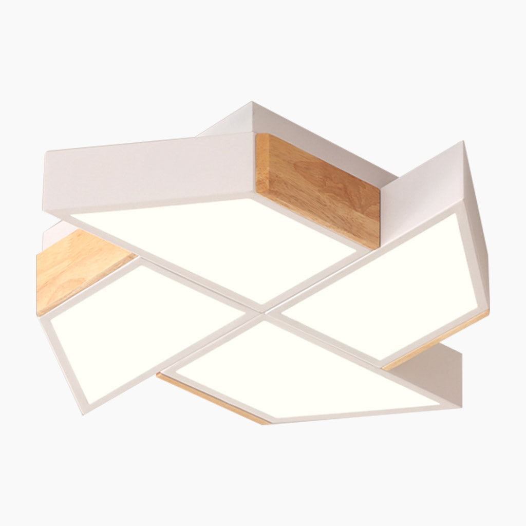 Flush Mount Ceiling Light Creative Windmill, Wood Glass