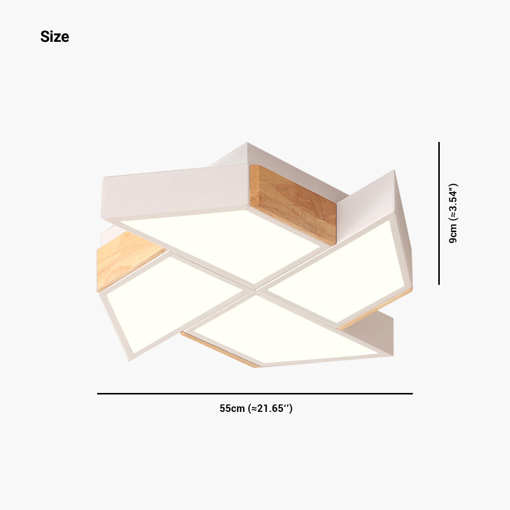 Flush Mount Ceiling Light Creative Windmill, Wood Glass