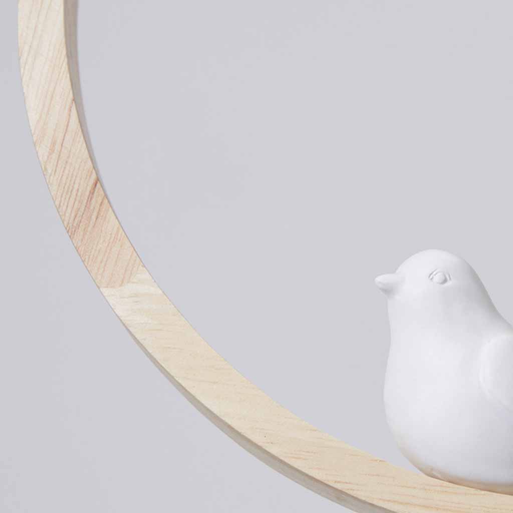 Ceiling Light Wood Pendant Light Creative Ring Bird