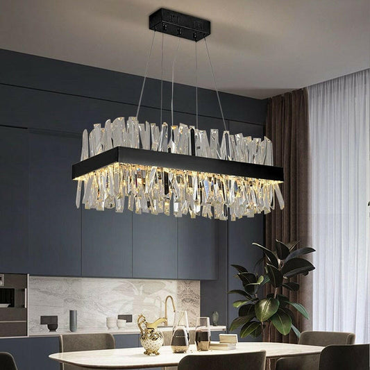 Cristel - Modern Crystal Shard Bar Crystal Chandelier/Black