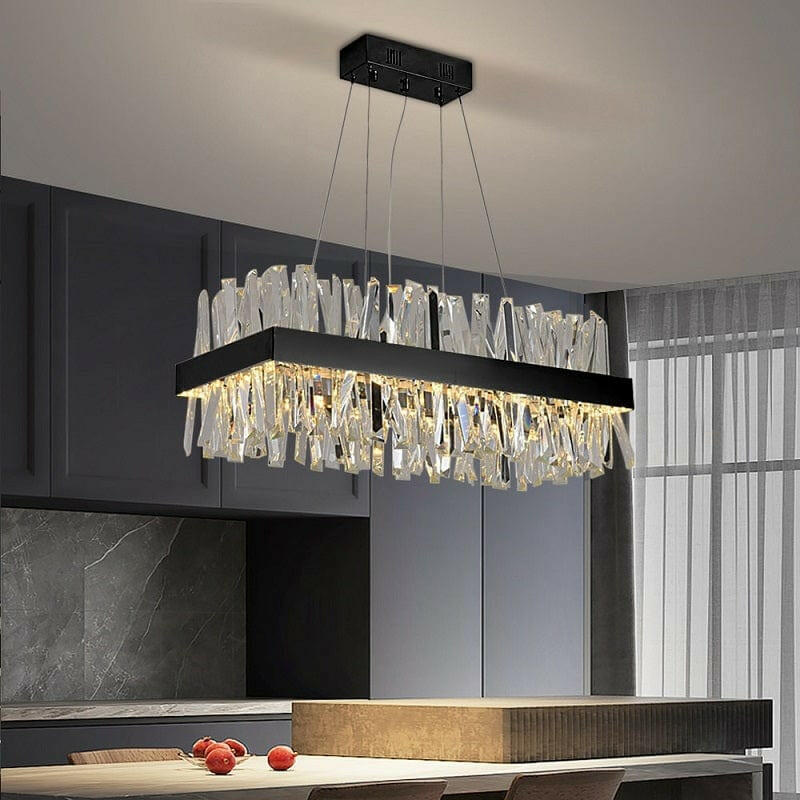 Cristel - Modern Crystal Shard Bar Crystal Chandelier/Black