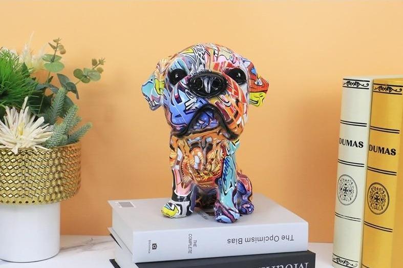 Painted Golden Retriever Graffiti Art Statue
