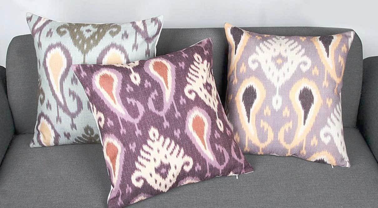 Digital Print Purple Ikat Pattern Cushion Cover - Nordic Side - 