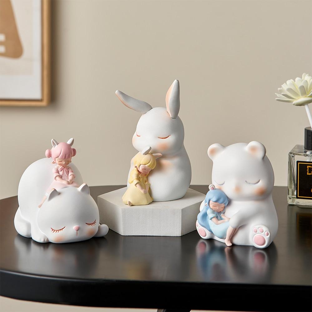 Cute Dreamy Animal Girl Decor Figurines