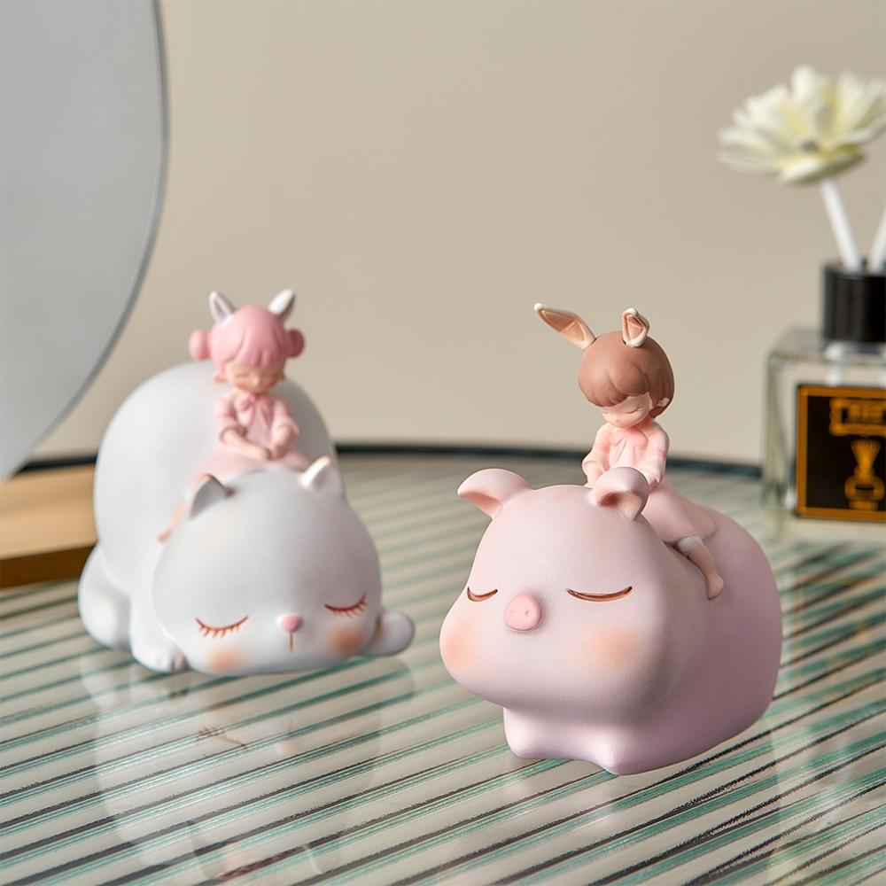 Cute Dreamy Animal Girl Decor Figurines