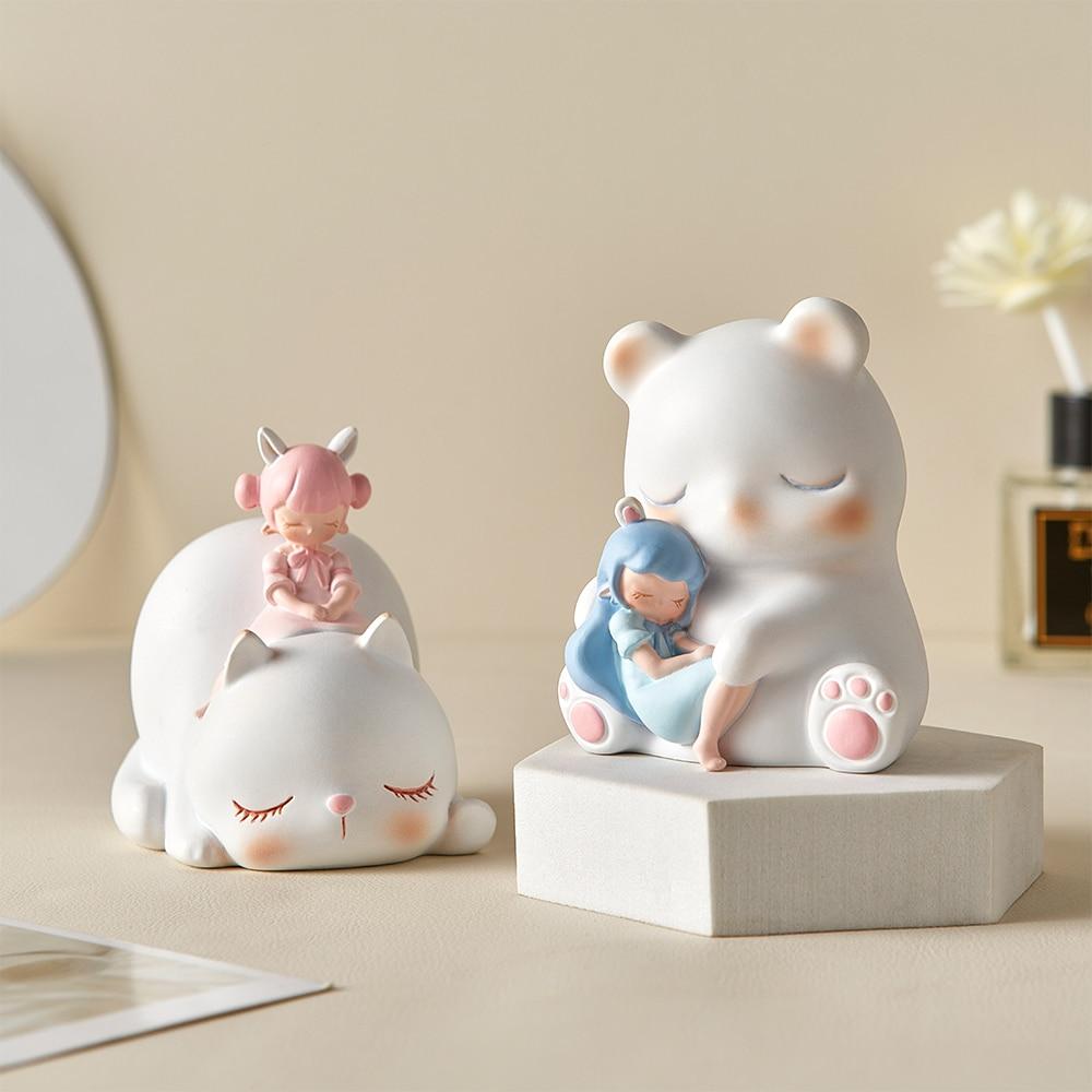 Cute Dreamy Animal Girl Decor Figurines