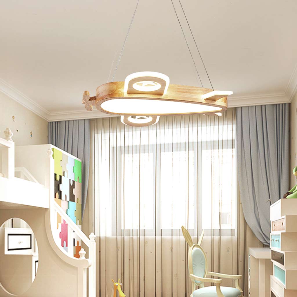 Ceiling Light Airplane Pendant Chandelier Cute Wood Acrylic for Kids Room