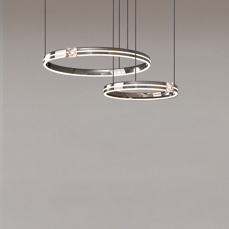 WOMO Black Crystal Led Ring Chandelier-WM2365