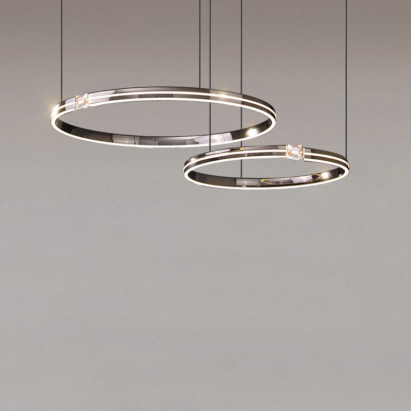 WOMO Black Crystal Led Ring Chandelier-WM2365