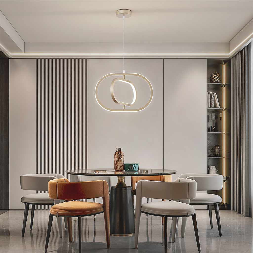 Pendant Chandelier Hanging Light Decorative Oval Iron for Kitchen Island & Dining Room