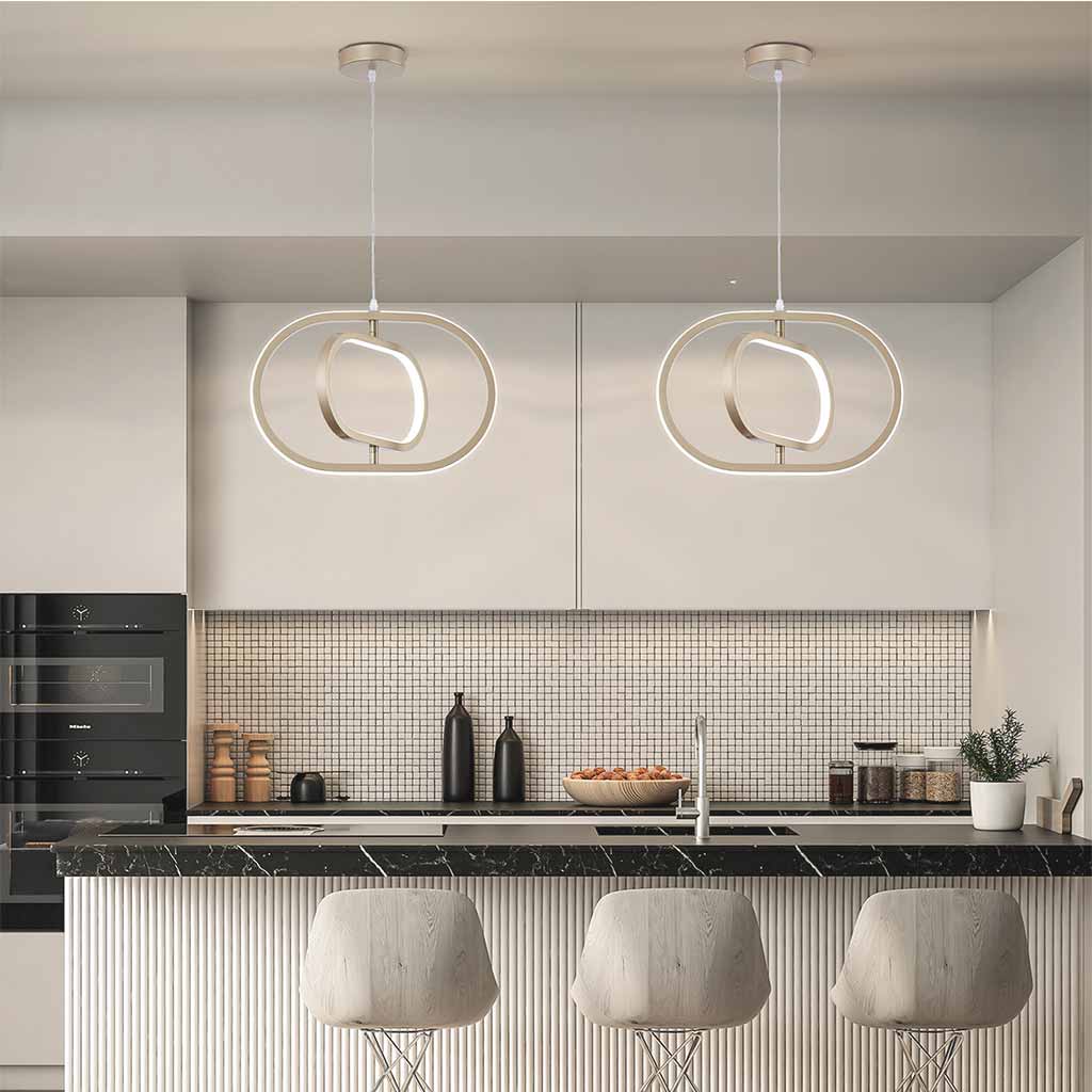 Pendant Chandelier Hanging Light Decorative Oval Iron for Kitchen Island & Dining Room