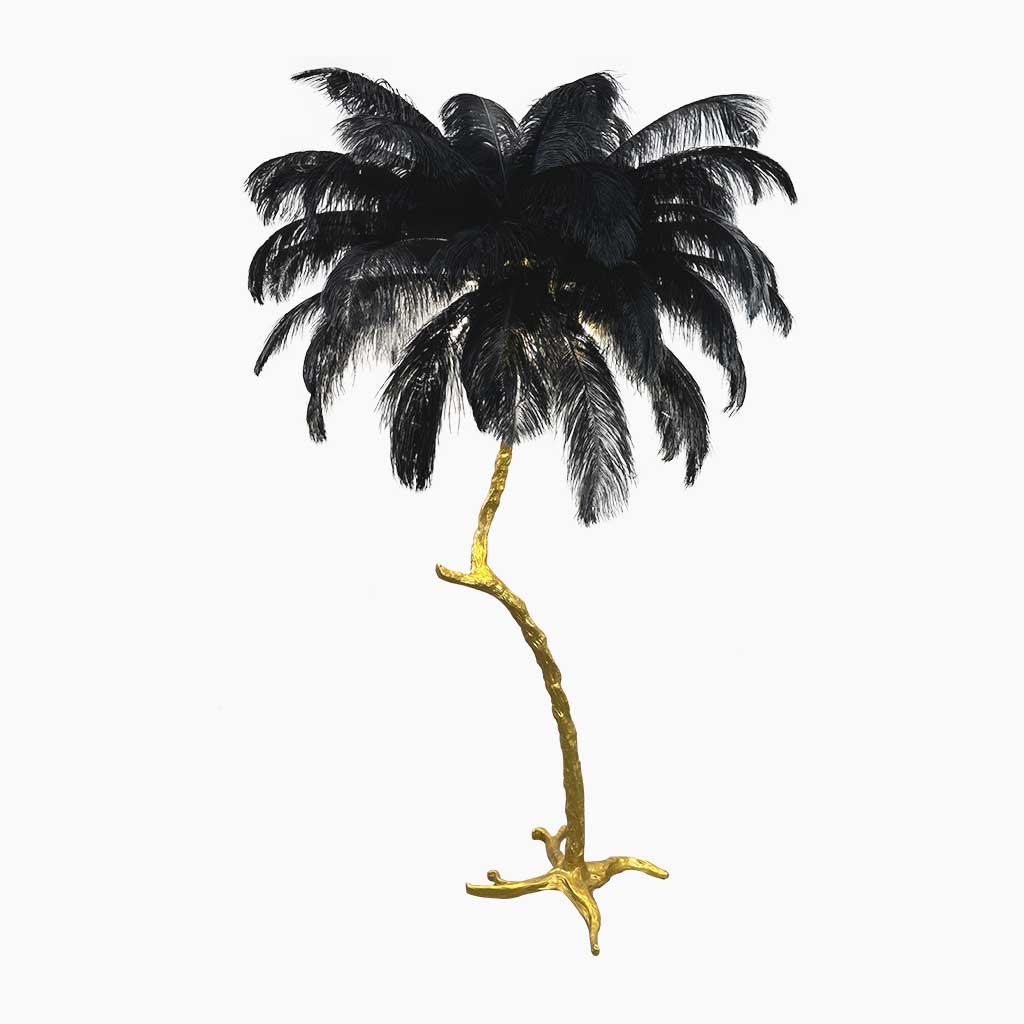 Ostrich Feather Floor Lamp Decorative Tree Shaped, Resin