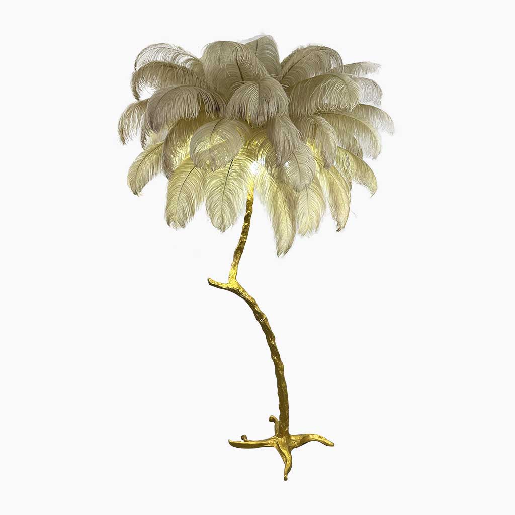 Ostrich Feather Floor Lamp Decorative Tree Shaped, Resin