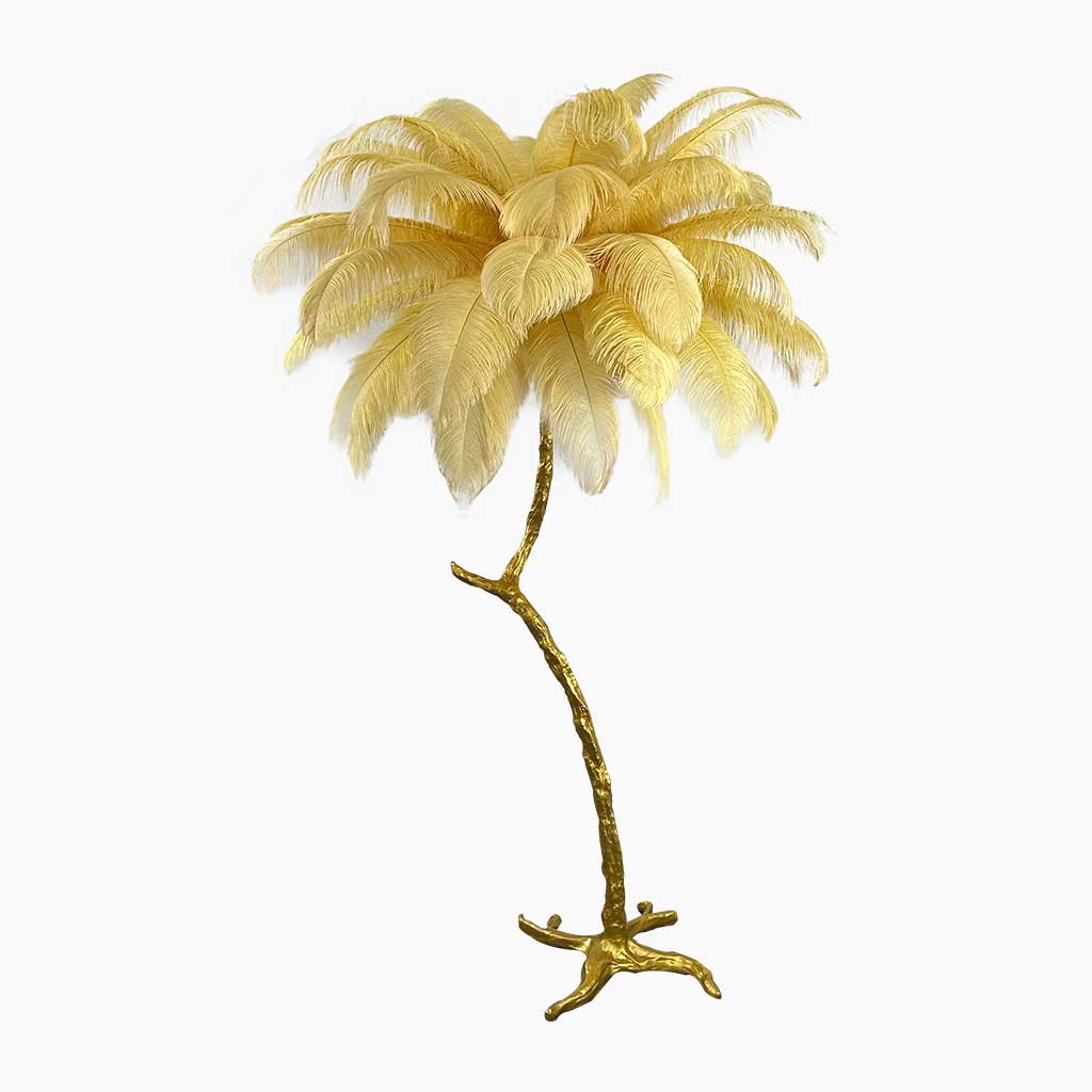 Ostrich Feather Floor Lamp Decorative Tree Shaped, Resin