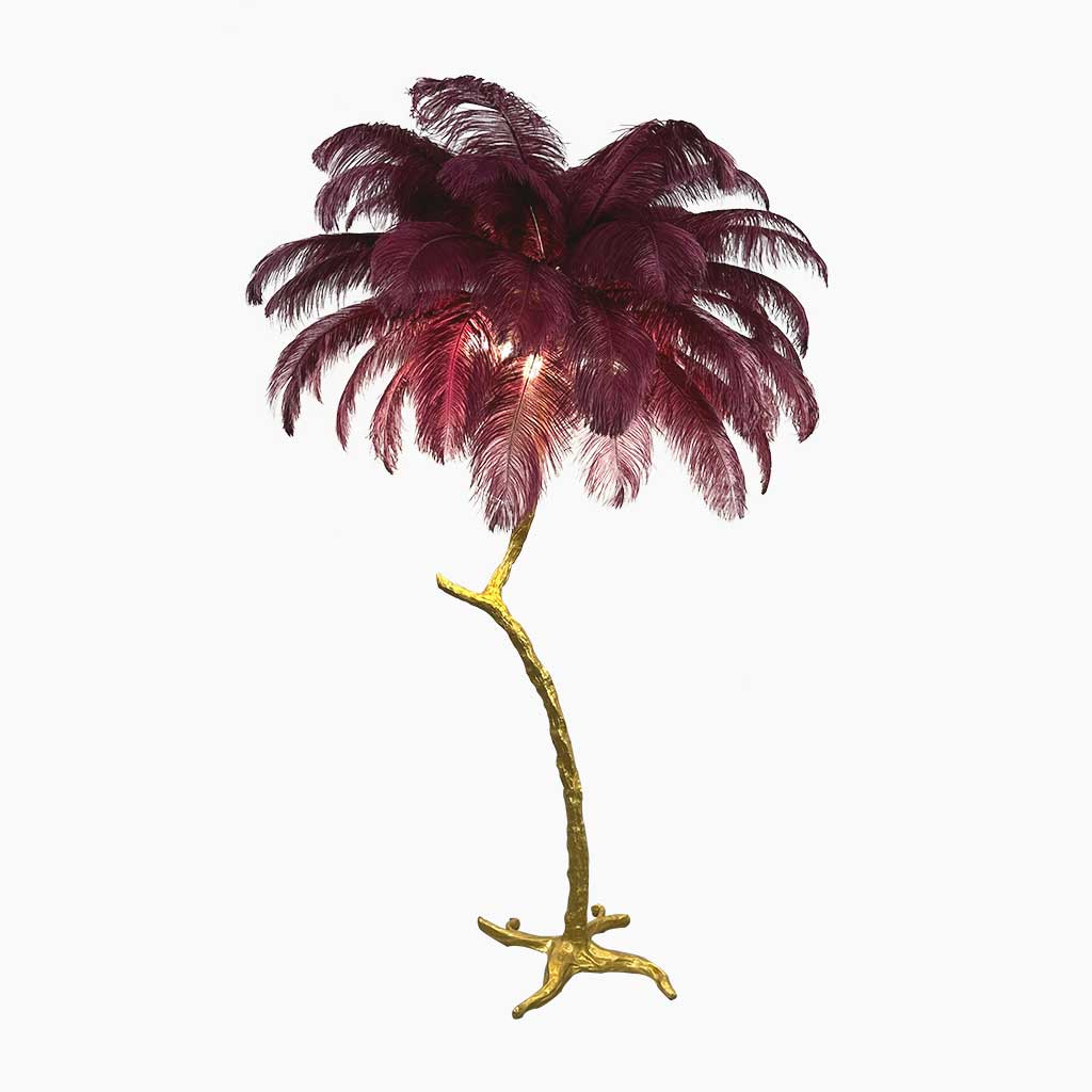 Ostrich Feather Floor Lamp Decorative Tree Shaped, Resin