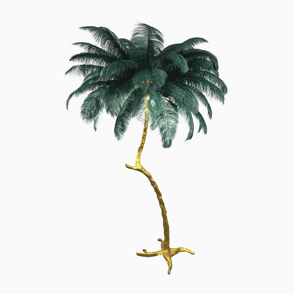 Ostrich Feather Floor Lamp Decorative Tree Shaped, Resin