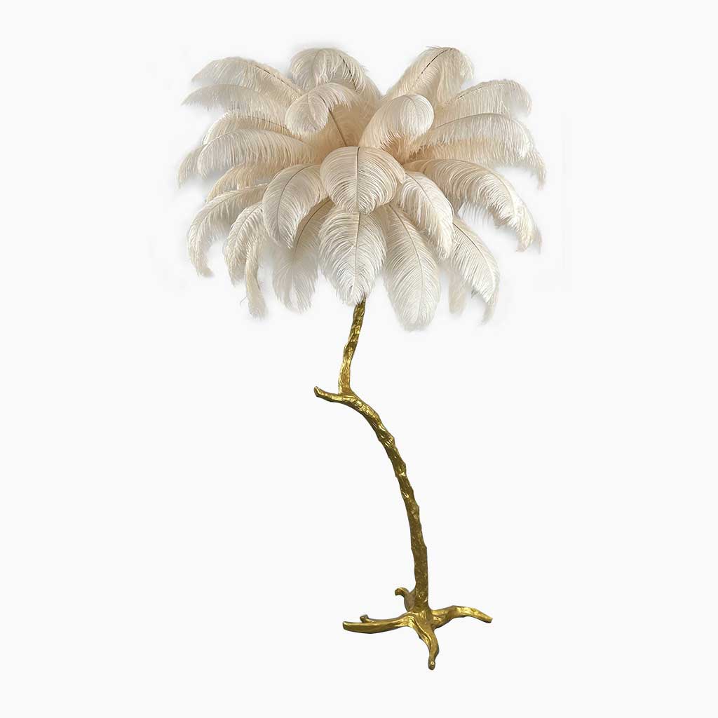 Ostrich Feather Floor Lamp Decorative Tree Shaped, Resin