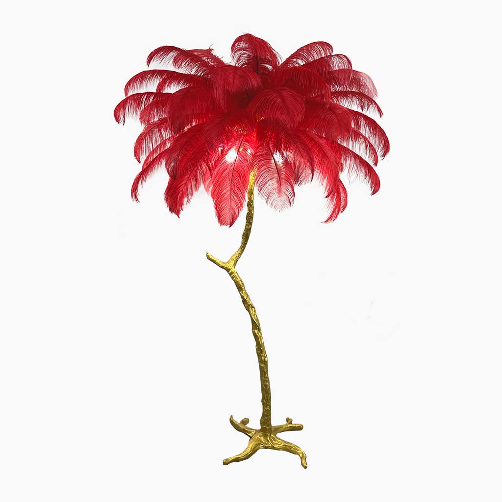Ostrich Feather Floor Lamp Decorative Tree Shaped, Resin