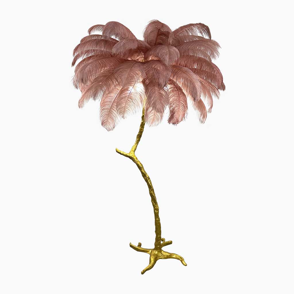 Ostrich Feather Floor Lamp Decorative Tree Shaped, Resin