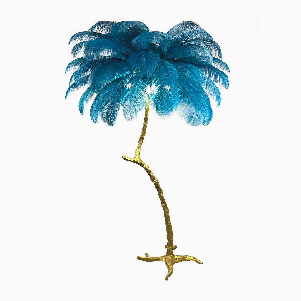 Ostrich Feather Floor Lamp Decorative Tree Shaped, Resin