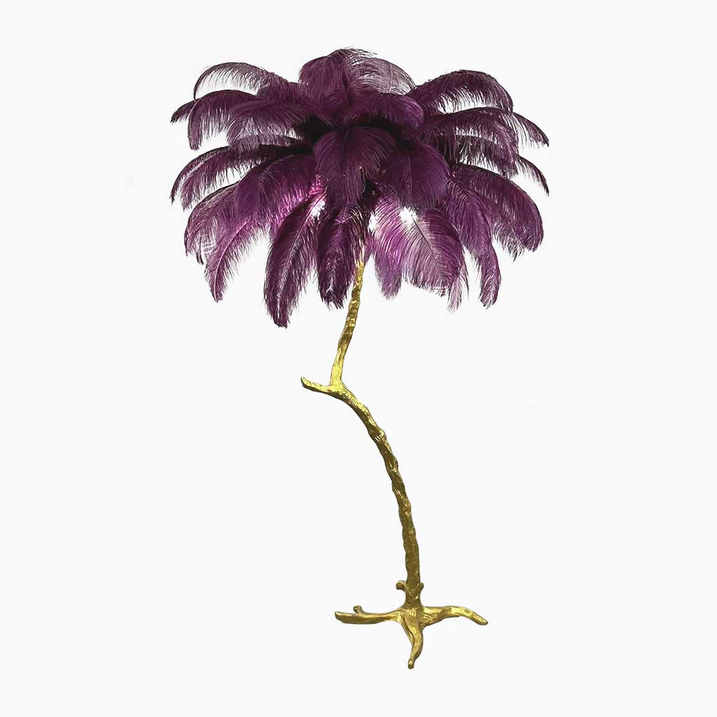 Ostrich Feather Floor Lamp Decorative Tree Shaped, Resin