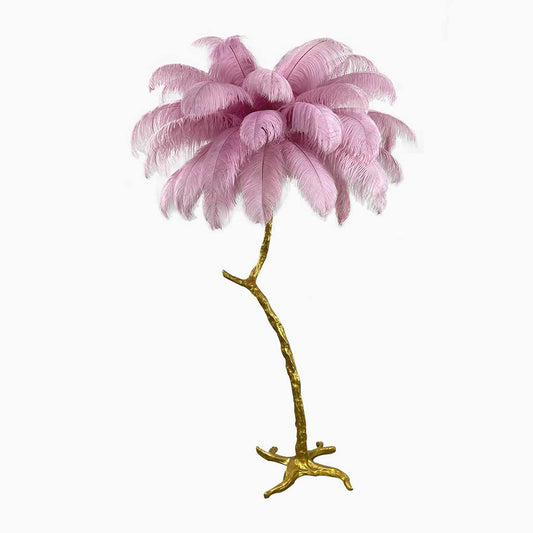 Ostrich Feather Floor Lamp Decorative Tree Shaped, Resin