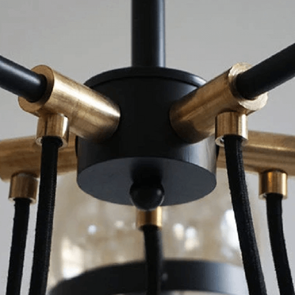 Dexter glass orb 5 head chandelier