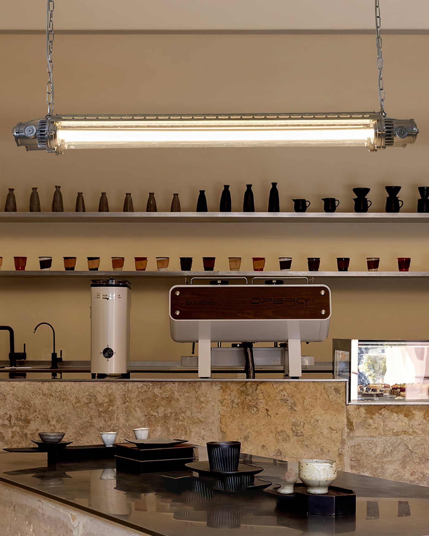 Double Tube Silver Chandelier