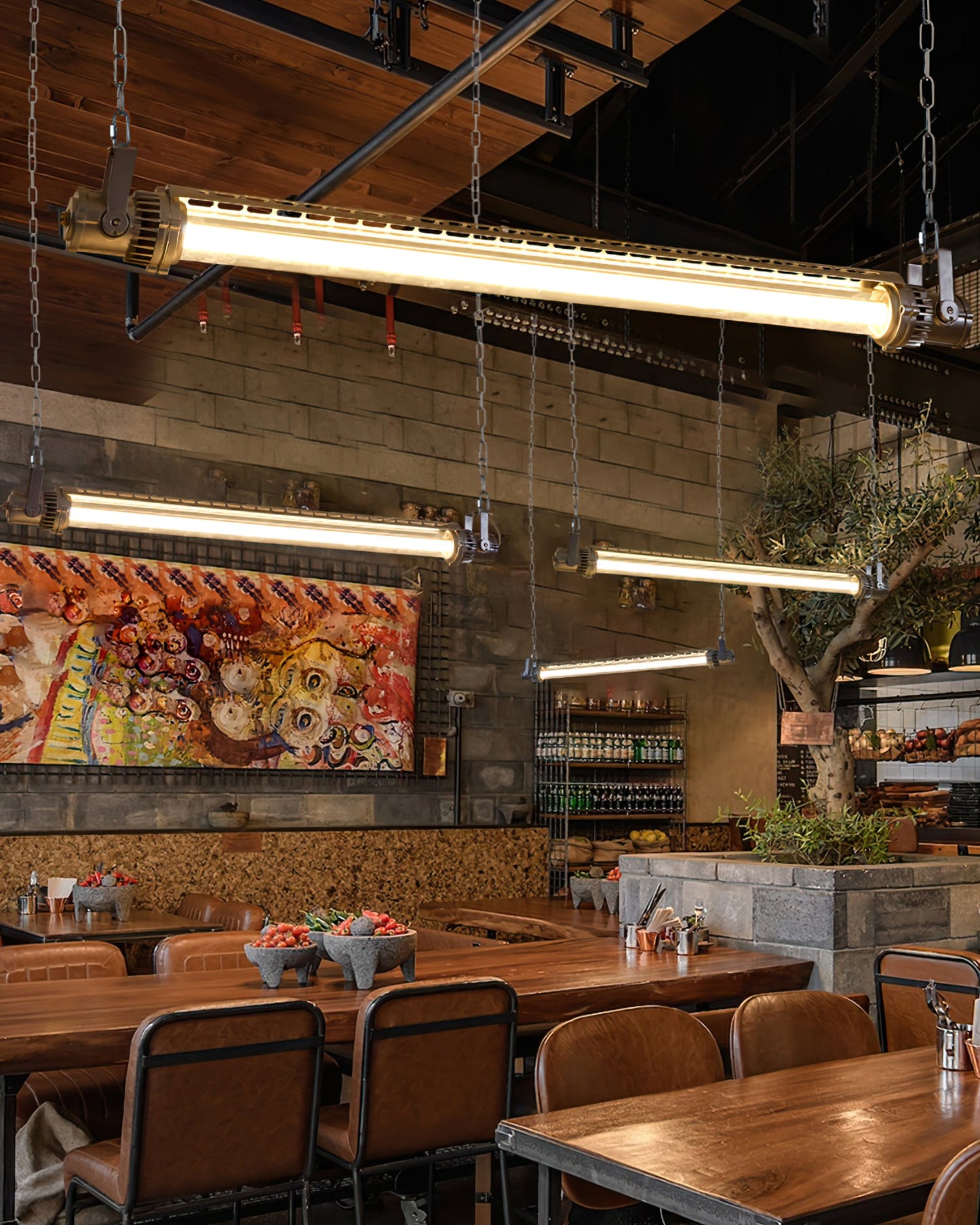 Double Tube Silver Chandelier