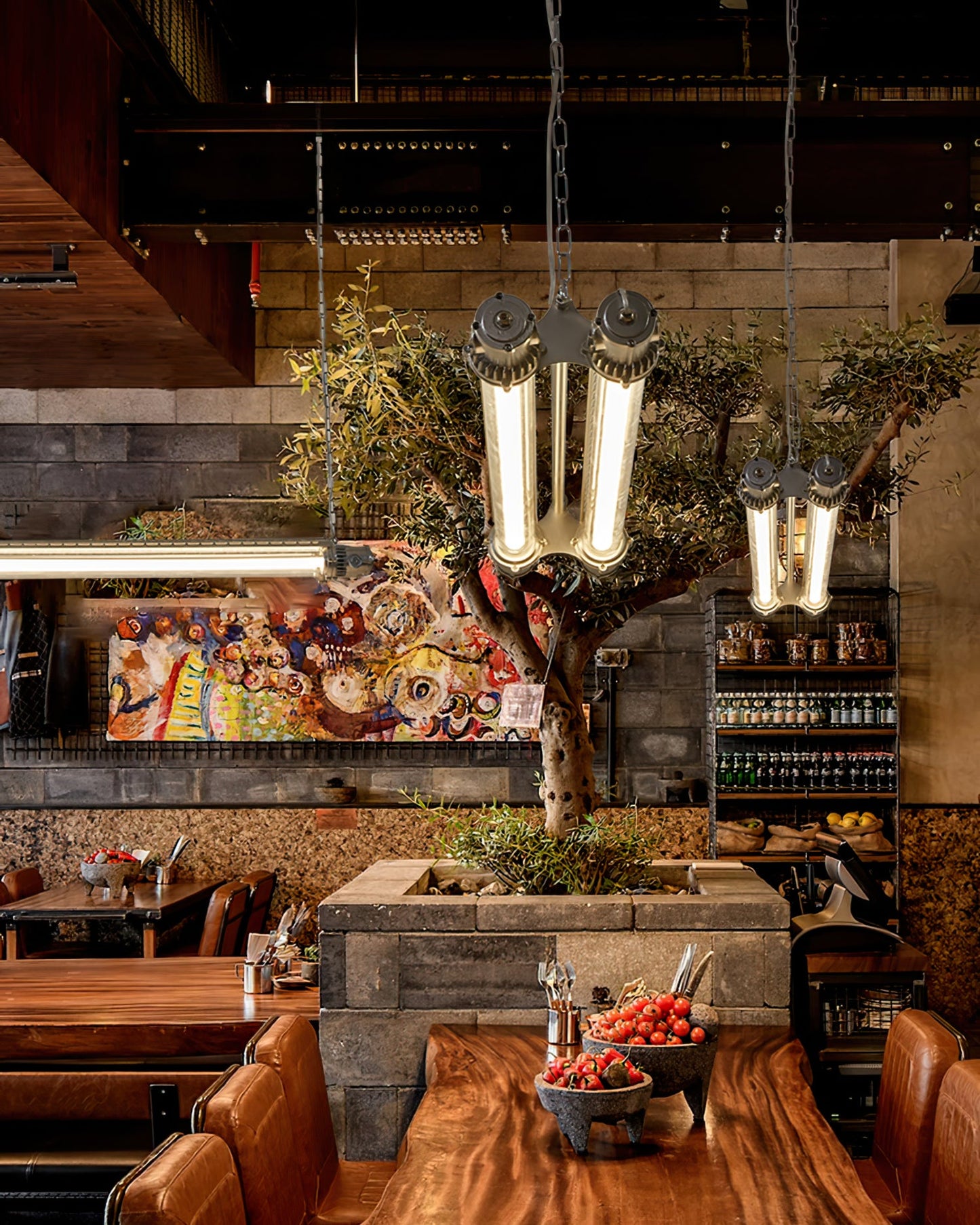 Double Tube Silver Chandelier