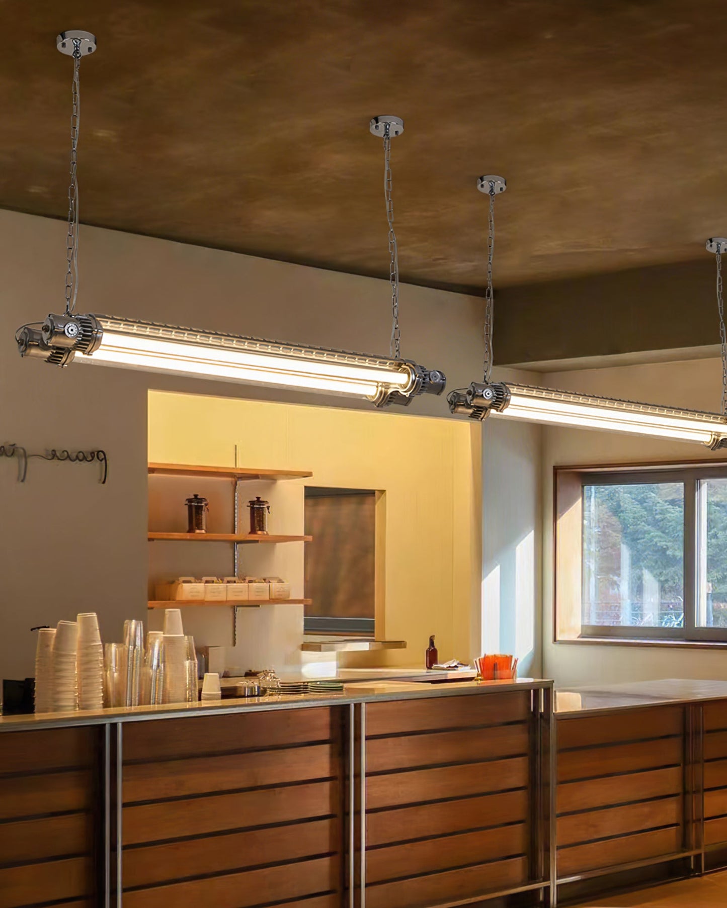 Double Tube Silver Chandelier