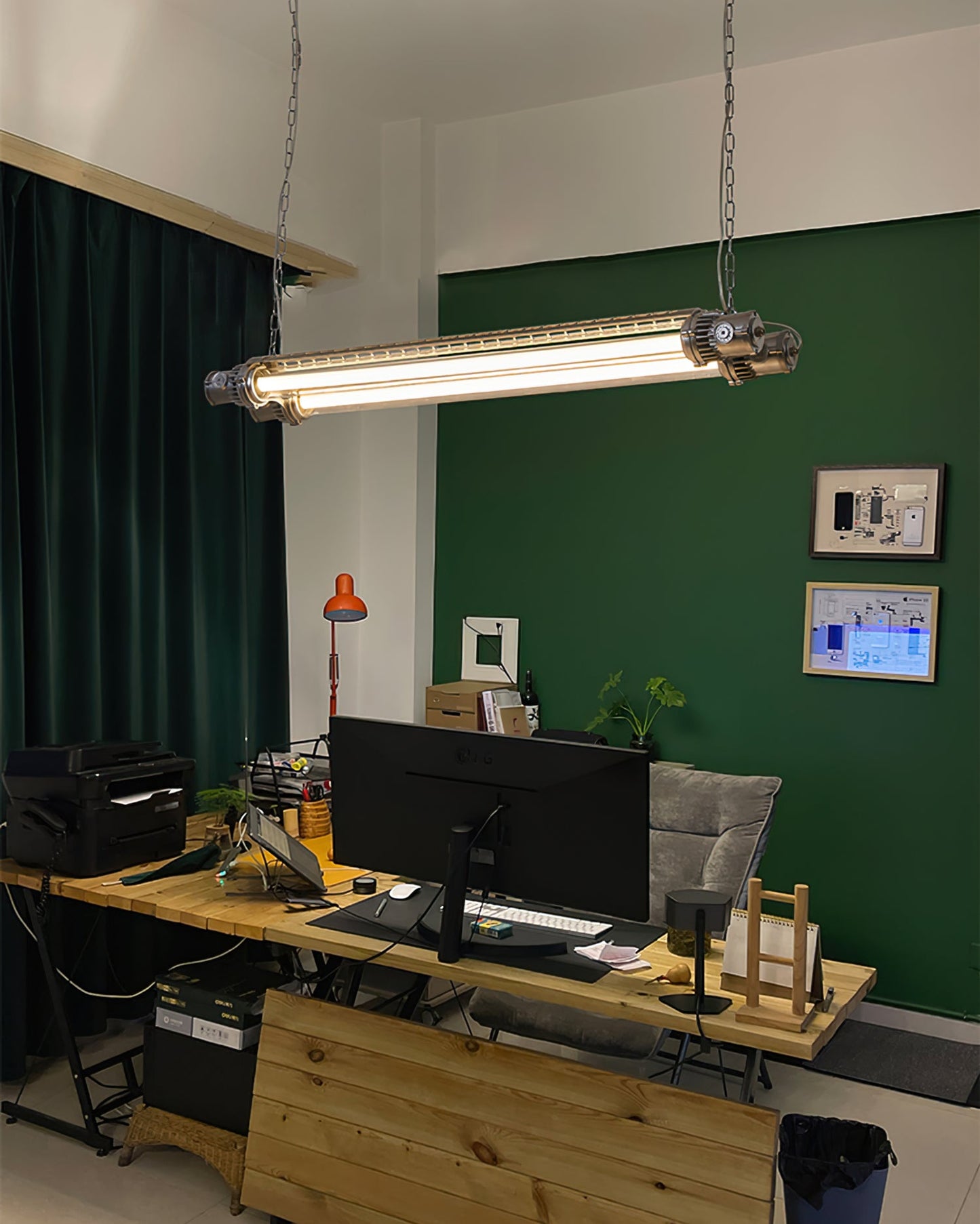 Double Tube Silver Chandelier