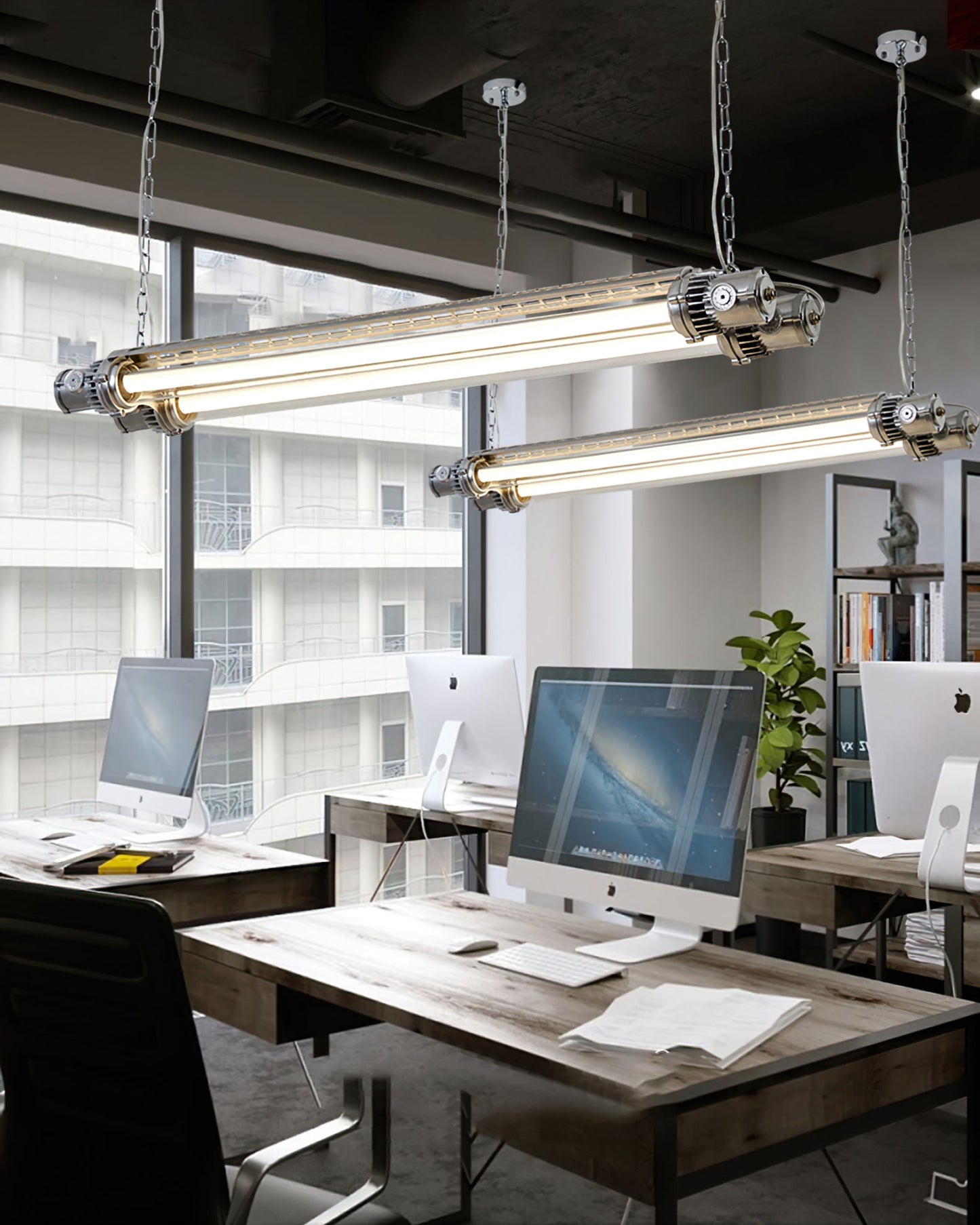 Double Tube Silver Chandelier