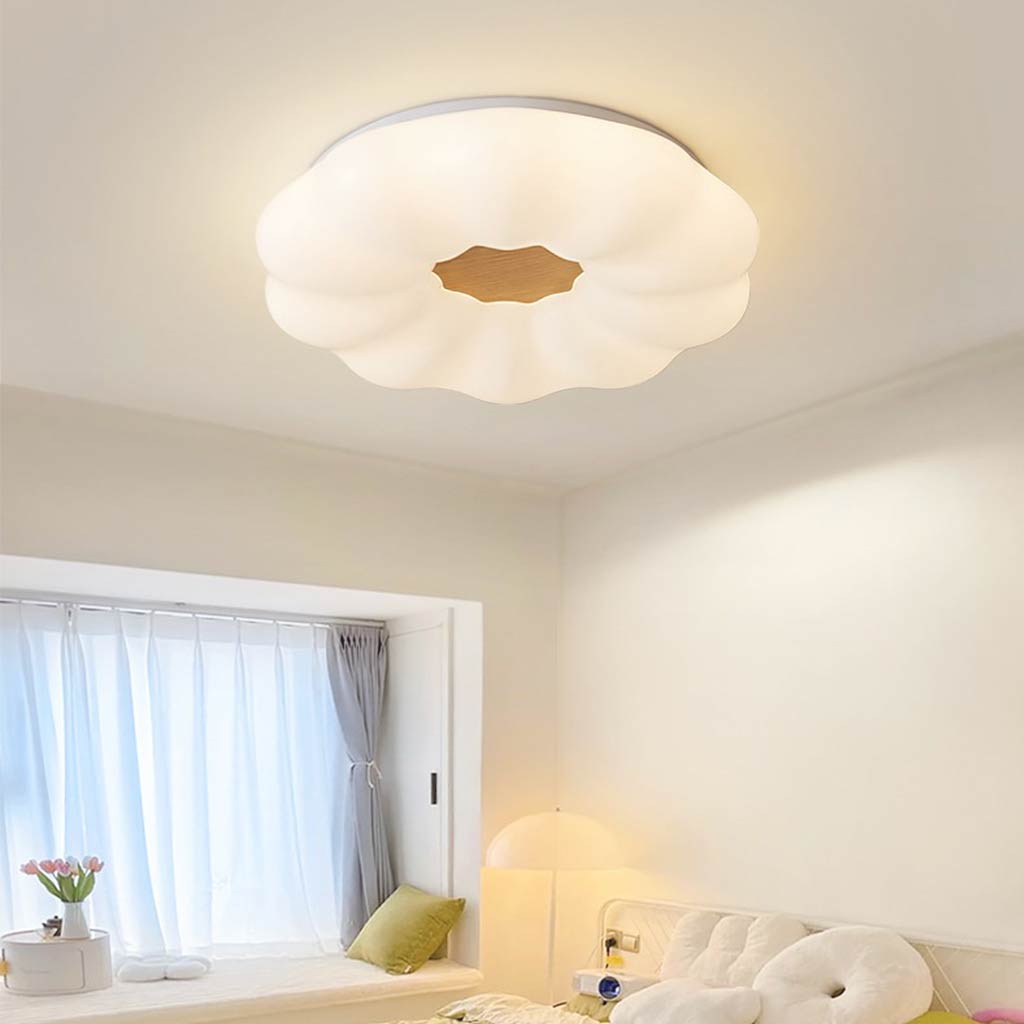 Flush Mount Ceiling Light LED Dreamy Cloud, Wood and Acrylic