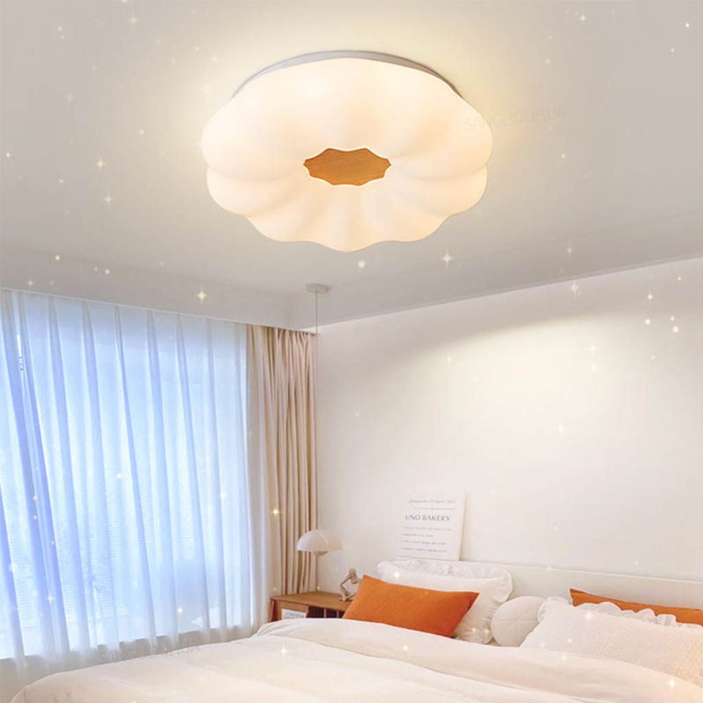Flush Mount Ceiling Light LED Dreamy Cloud, Wood and Acrylic