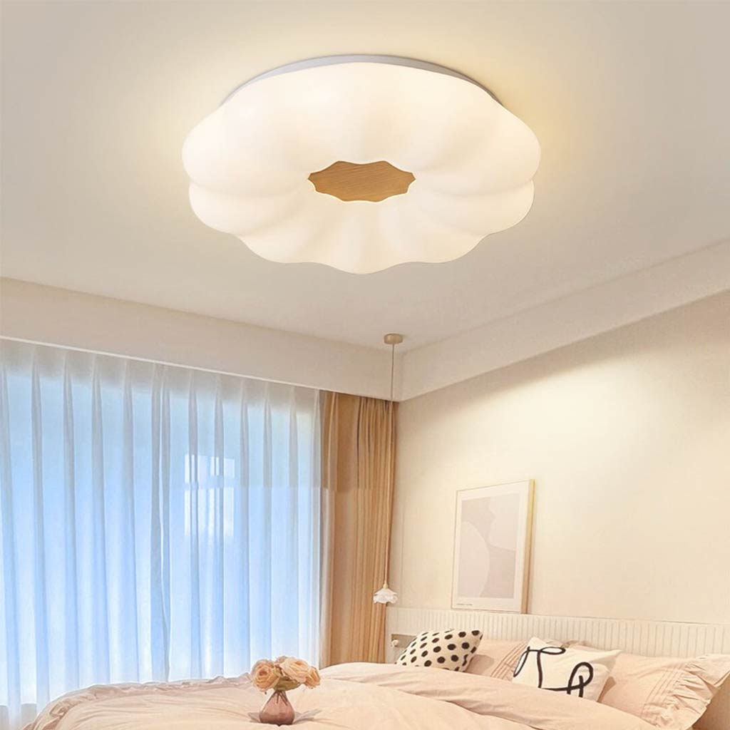 Flush Mount Ceiling Light LED Dreamy Cloud, Wood and Acrylic