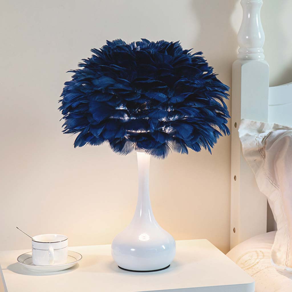 Feather Table Lamp Elegant for Bedside with Touch Control