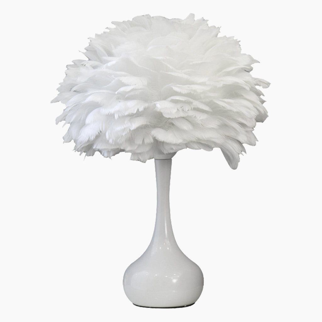 Feather Table Lamp Elegant for Bedside with Touch Control