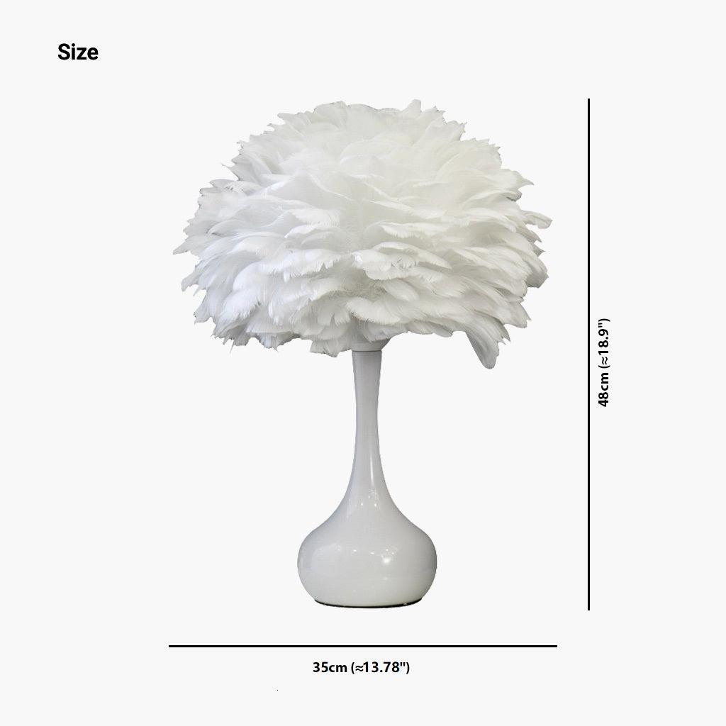Feather Table Lamp Elegant for Bedside with Touch Control